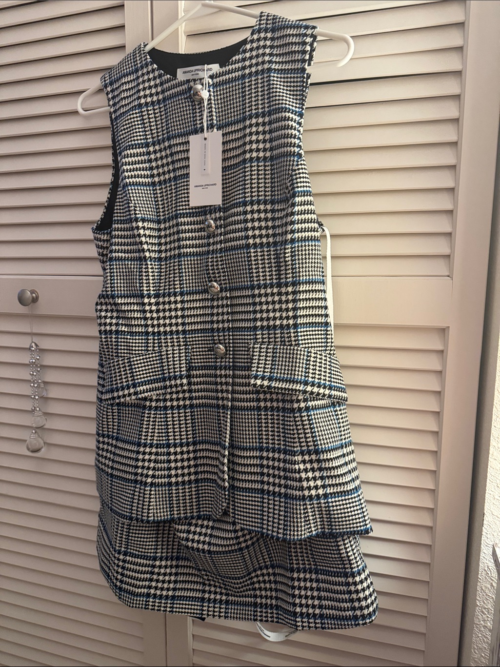 Amanda Uprichard Houndstooth Sleeveless 2-Piece Skort Vest Jacket Nwt Size Small